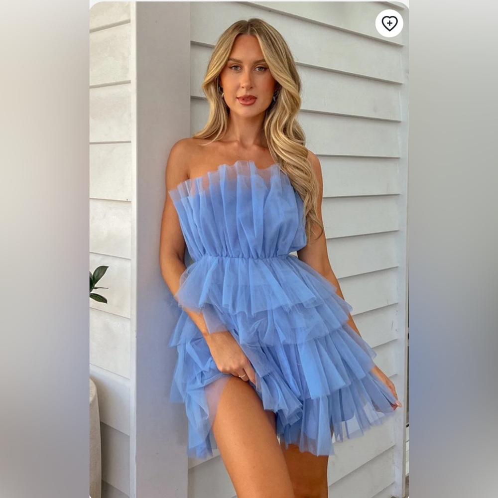 Elle Blue Tulle Mini Party Dress